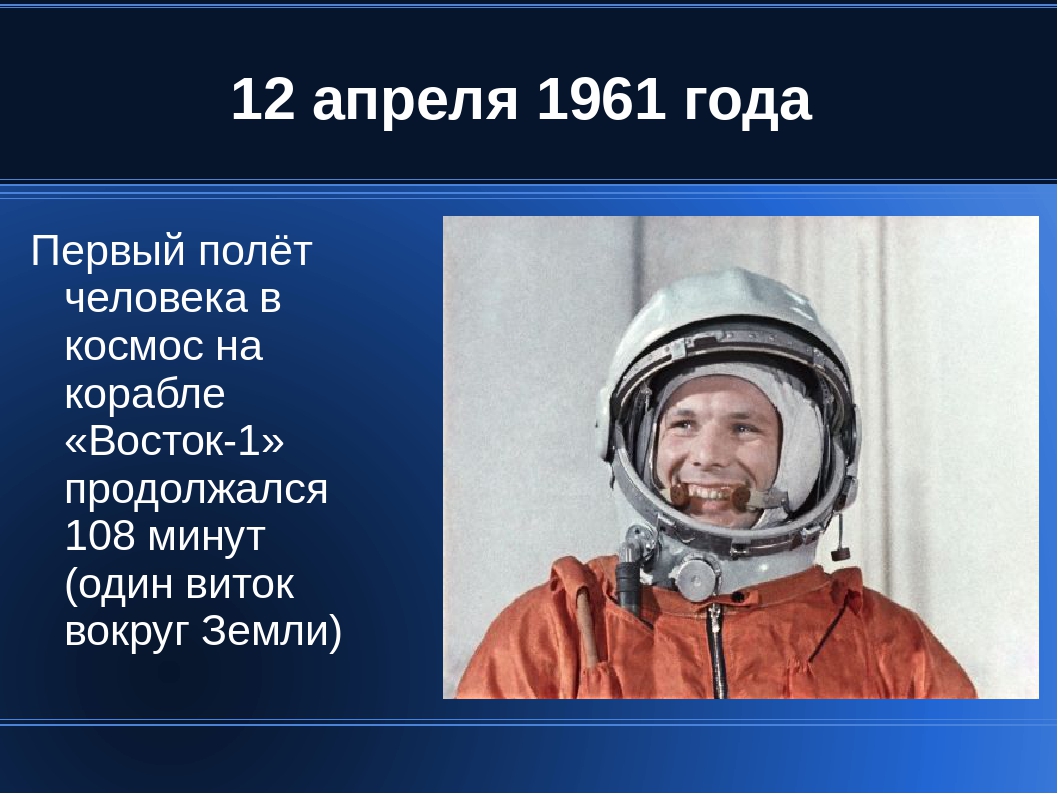 1961 Первый полет человека в космос